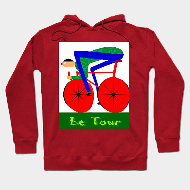 Le Tour : Abstract Psychedelic Bicycle Racing Advertising Print Hoodie by posterbobs